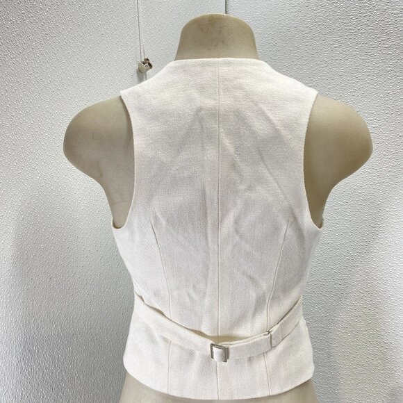 Reiss Women’s Devon Linen Twill Tailored Vest Size 2 White — Fully Lined - Picture 8 of 12